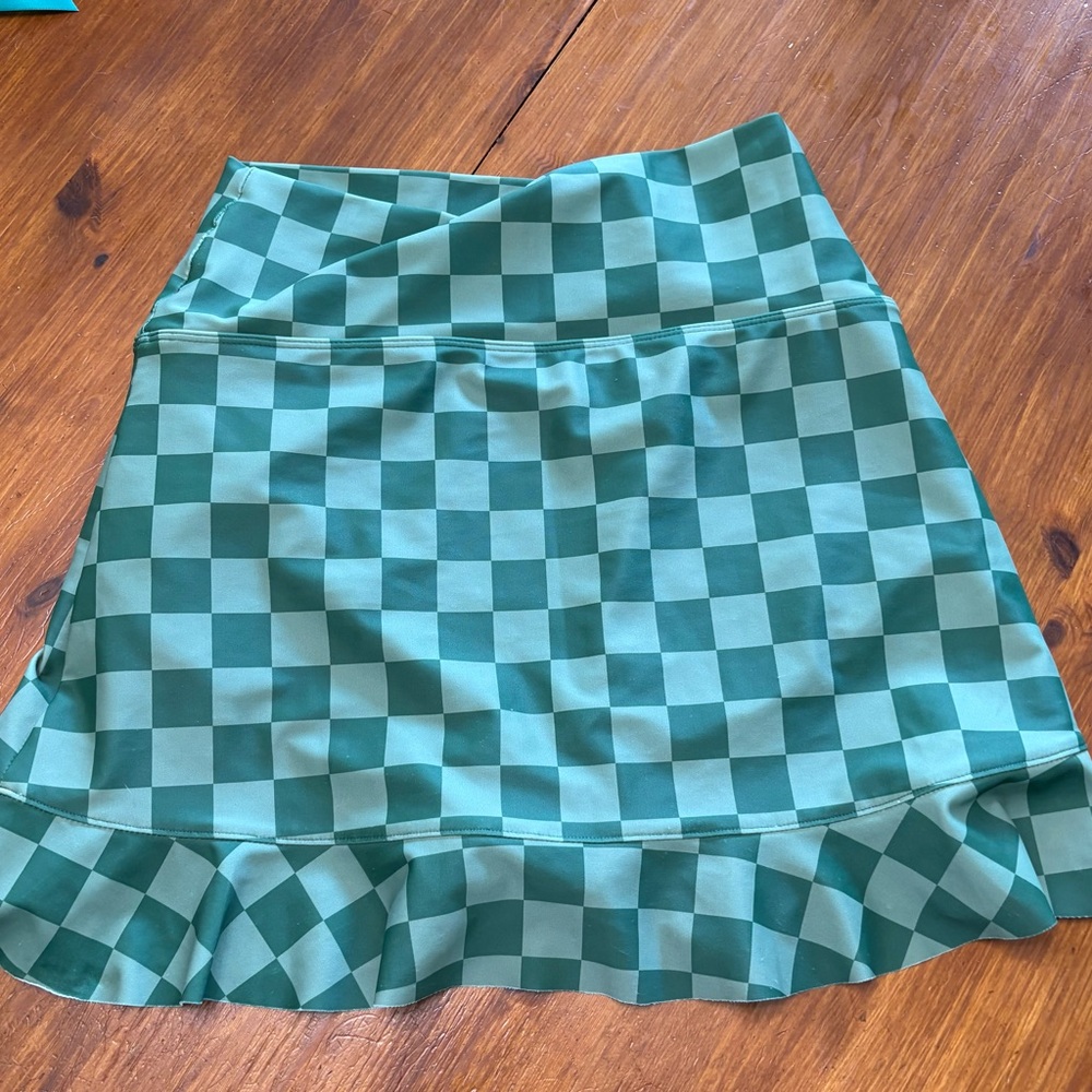 Albion Blue Mini A-Line Skirt with Ruffled Hem